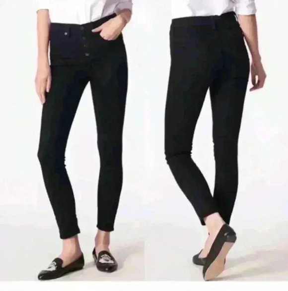 Veronica Beard Denim - Veronica Beard Womens Black Debbie High-Rise Designer Button Fly Skinny Jeans 32